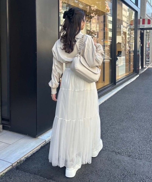 one after another NICE CLAUP（ワンアフターアナザーナイスクラップ）の「チュールティアードスカート（スカート・レディース・アイボリー/ブルーグレー/チャコールグレー・FREE）」の22枚目の写真