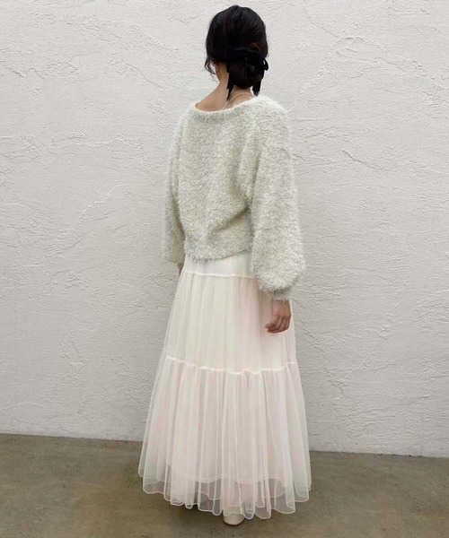 one after another NICE CLAUP（ワンアフターアナザーナイスクラップ）の「チュールティアードスカート（スカート・レディース・アイボリー/ブルーグレー/チャコールグレー・FREE）」の8枚目の写真