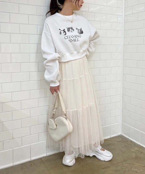 one after another NICE CLAUP（ワンアフターアナザーナイスクラップ）の「チュールティアードスカート（スカート・レディース・アイボリー/ブルーグレー/チャコールグレー・FREE）」の14枚目の写真