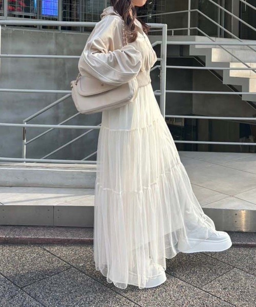 one after another NICE CLAUP（ワンアフターアナザーナイスクラップ）の「チュールティアードスカート（スカート・レディース・アイボリー/ブルーグレー/チャコールグレー・FREE）」の19枚目の写真