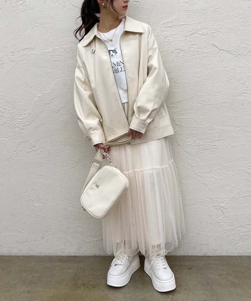 one after another NICE CLAUP（ワンアフターアナザーナイスクラップ）の「チュールティアードスカート（スカート・レディース・アイボリー/ブルーグレー/チャコールグレー・FREE）」の16枚目の写真