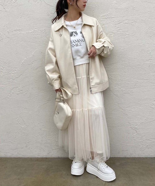 one after another NICE CLAUP（ワンアフターアナザーナイスクラップ）の「チュールティアードスカート（スカート・レディース・アイボリー/ブルーグレー/チャコールグレー・FREE）」の17枚目の写真