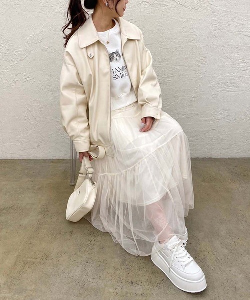 one after another NICE CLAUP（ワンアフターアナザーナイスクラップ）の「チュールティアードスカート（スカート・レディース・アイボリー/ブルーグレー/チャコールグレー・FREE）」の18枚目の写真