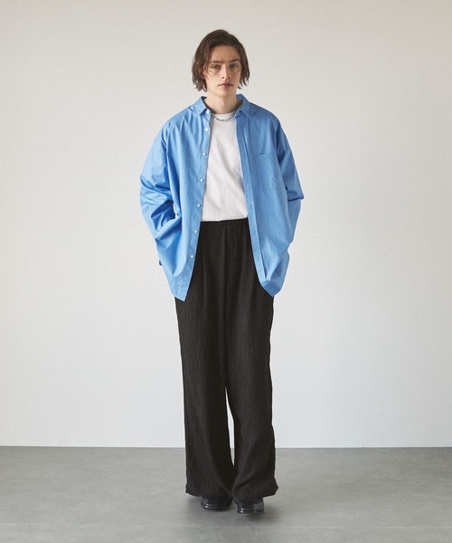 EMMA CLOTHES(エマクローズ)の「ランダムプリーツバギータックイージースラックスパンツ EMMA CLOTHES 2024SS(スラックス・メンズ・グレー/ブラック/ネイビー/ブラウン/アイボリー・S/M/L)」の12枚目の写真