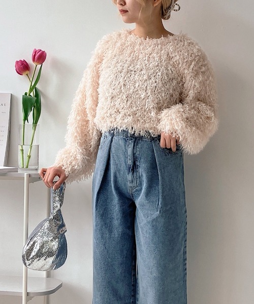 AS KNOW AS plus(アズノゥアズプラス)の「◎フリンジシャギージャガードプルオーバー(Tシャツ/カットソー・レディース・アイボリー/ブルーグレー/ブラック・FREE)」の17枚目の写真