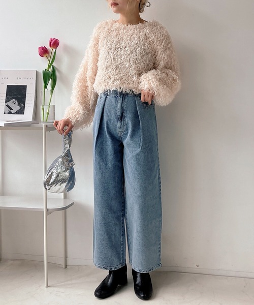 AS KNOW AS plus(アズノゥアズプラス)の「◎フリンジシャギージャガードプルオーバー(Tシャツ/カットソー・レディース・アイボリー/ブルーグレー/ブラック・FREE)」の18枚目の写真