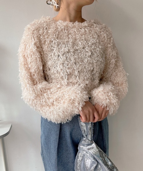 AS KNOW AS plus(アズノゥアズプラス)の「◎フリンジシャギージャガードプルオーバー(Tシャツ/カットソー・レディース・アイボリー/ブルーグレー/ブラック・FREE)」の13枚目の写真