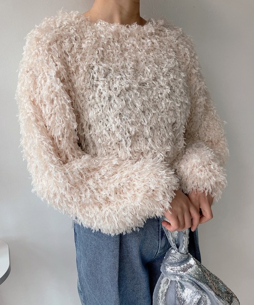 AS KNOW AS plus(アズノゥアズプラス)の「◎フリンジシャギージャガードプルオーバー(Tシャツ/カットソー・レディース・アイボリー/ブルーグレー/ブラック・FREE)」の14枚目の写真