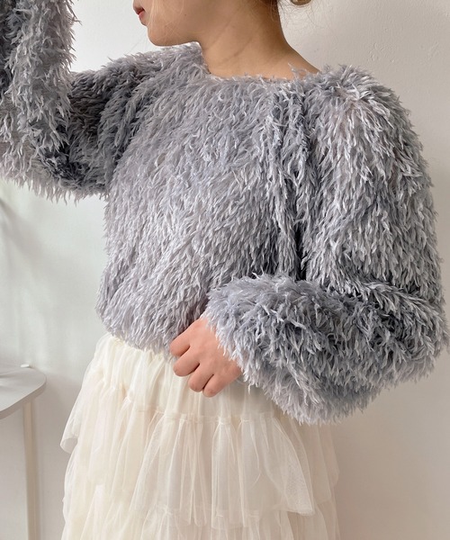 AS KNOW AS plus(アズノゥアズプラス)の「◎フリンジシャギージャガードプルオーバー(Tシャツ/カットソー・レディース・アイボリー/ブルーグレー/ブラック・FREE)」の19枚目の写真