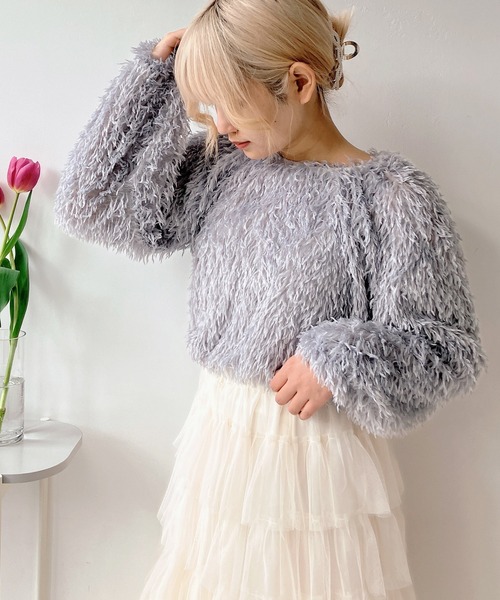 AS KNOW AS plus(アズノゥアズプラス)の「◎フリンジシャギージャガードプルオーバー(Tシャツ/カットソー・レディース・アイボリー/ブルーグレー/ブラック・FREE)」の20枚目の写真