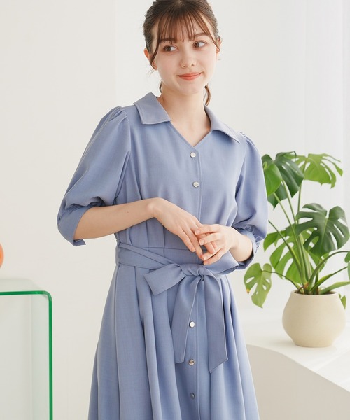 ASTORIA ODIER(アストリアオディール)の「麻調シャツワンピース(ワンピース・レディース・ブルー/ネイビー/ラベンダー・SMALL/MEDIUM/LARGE)」の19枚目の写真