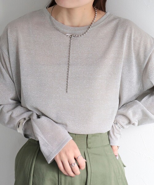 fredy emue(フレディエミュ)の「ラメロンT(Tシャツ/カットソー・レディース・サックスブルー/ブラック/シルバー/ブラック系その他・38)」の4枚目の写真