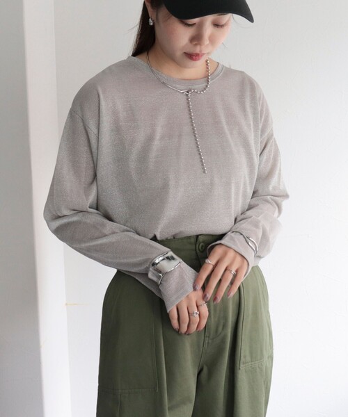 fredy emue(フレディエミュ)の「ラメロンT(Tシャツ/カットソー・レディース・サックスブルー/ブラック/シルバー/ブラック系その他・38)」の17枚目の写真
