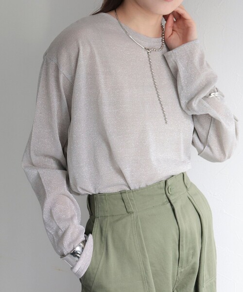 fredy emue(フレディエミュ)の「ラメロンT(Tシャツ/カットソー・レディース・サックスブルー/ブラック/シルバー/ブラック系その他・38)」の20枚目の写真