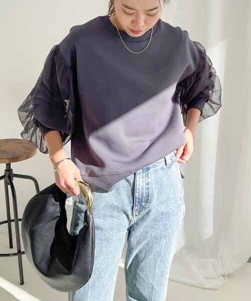 fredy emue(フレディエミュ)の「袖チュールポンチプルオーバー(Tシャツ/カットソー・レディース・アイボリー/カーキ/チャコールグレー・38)」の22枚目の写真
