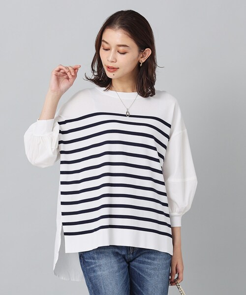 優待価格[TORRAZZO DONNA]ニット×シャツ生地 ハイブリッド