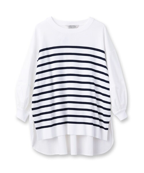 【新品・未使用】TORRAZZODONNA プリーツハイブリットTシャツ セール】【TORRAZZO DONNA】別注 ボーダー×ブラウスハイブリッド