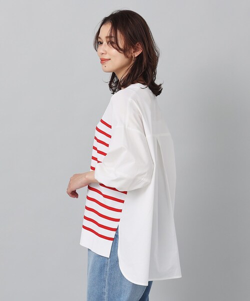 TorrazzoDonna ニットブラウス セール】【TORRAZZO DONNA】別注 ボーダー×ブラウスハイブリッド