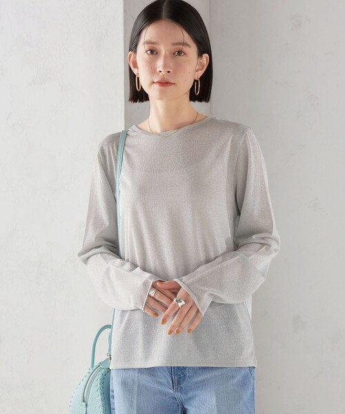 SHIPS(シップス)の「〈手洗い可能〉ラメ シアー クルー ネック カットソー ◇(Tシャツ/カットソー・レディース・シルバー/ゴールド・ONE SIZE)」の10枚目の写真