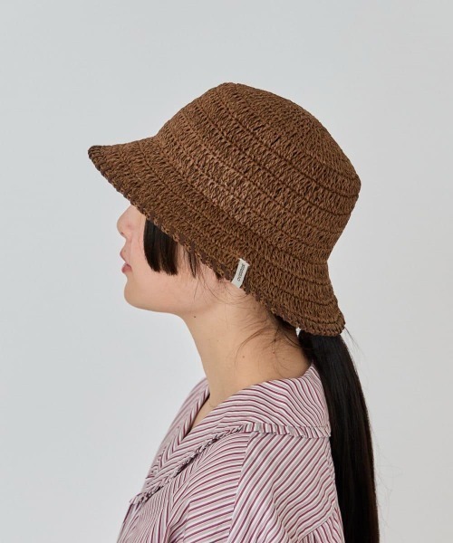 OVERRIDE（オーバーライド）の「OVERRIDE PAPER CROCHET ST BUCKET HAT / オーバーライド（ハット・レディース・ライトベージュ/ブルー/ブラウン・58cm）」の7枚目の写真