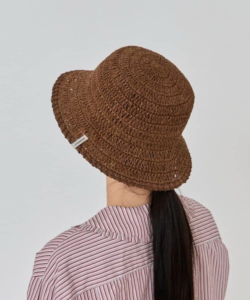 OVERRIDE（オーバーライド）の「OVERRIDE PAPER CROCHET ST BUCKET HAT / オーバーライド（ハット・レディース・ライトベージュ/ブルー/ブラウン・58cm）」の8枚目の写真