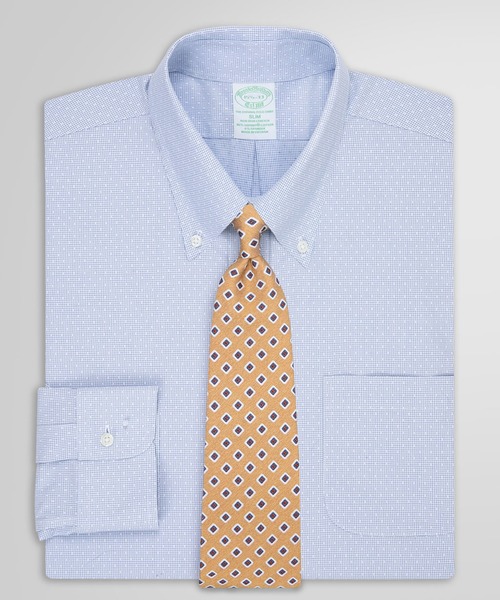 【セール】ノンアイロン スーピマコットンストレッチ ドビー ドレスシャツ Slim Fit（ビジネスシャツ）｜BROOKS BROTHERS（ブルックスブラザーズ）