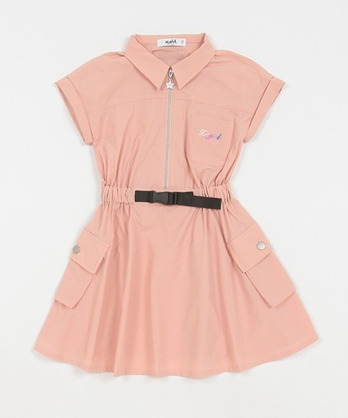 X-girl Stages(エックスガールステージス)の「防汚加工ハーフジップワンピース(ワンピース・キッズ・ブラック/アイボリー/ピンク・120cm/130cm/140cm/100cm/110cm/90cm)」の3枚目の写真