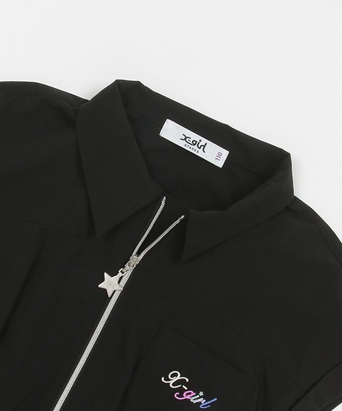 X-girl Stages(エックスガールステージス)の「防汚加工ハーフジップワンピース(ワンピース・キッズ・ブラック/アイボリー/ピンク・120cm/130cm/140cm/100cm/110cm/90cm)」の7枚目の写真