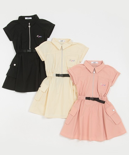 X-girl Stages(エックスガールステージス)の「防汚加工ハーフジップワンピース(ワンピース・キッズ・ブラック/アイボリー/ピンク・120cm/130cm/140cm/100cm/110cm/90cm)」の4枚目の写真