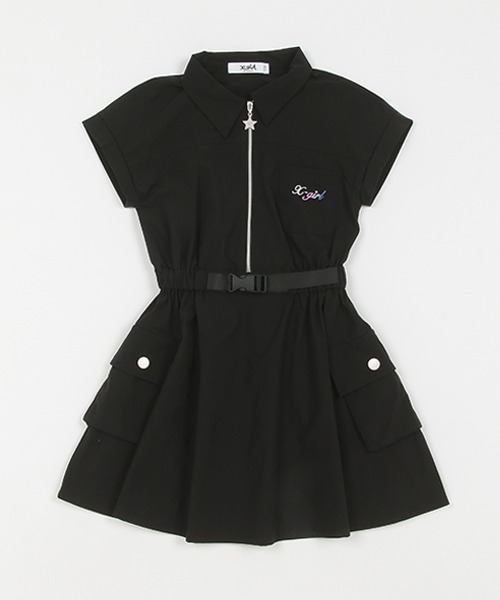 X-girl Stages(エックスガールステージス)の「防汚加工ハーフジップワンピース(ワンピース・キッズ・ブラック/アイボリー/ピンク・120cm/130cm/140cm/100cm/110cm/90cm)」の5枚目の写真