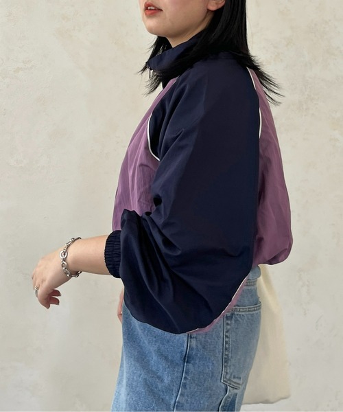 CPCM（シーピーシーエム）の「裾ドロスト配色トラックジャケット（ブルゾン・レディース・パープル/ブラック/オフホワイト・FREE）」の5枚目の写真