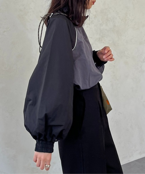 CPCM（シーピーシーエム）の「裾ドロスト配色トラックジャケット（ブルゾン・レディース・パープル/ブラック/オフホワイト・FREE）」の12枚目の写真