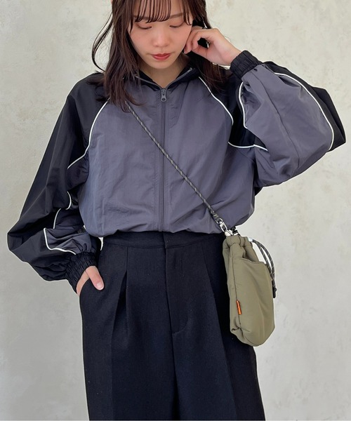 CPCM（シーピーシーエム）の「裾ドロスト配色トラックジャケット（ブルゾン・レディース・パープル/ブラック/オフホワイト・FREE）」の13枚目の写真