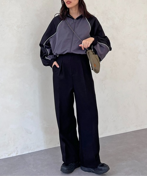 CPCM（シーピーシーエム）の「裾ドロスト配色トラックジャケット（ブルゾン・レディース・パープル/ブラック/オフホワイト・FREE）」の14枚目の写真