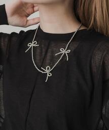 SMELLY | メタルビーズリボンネックレス(ネックレス)