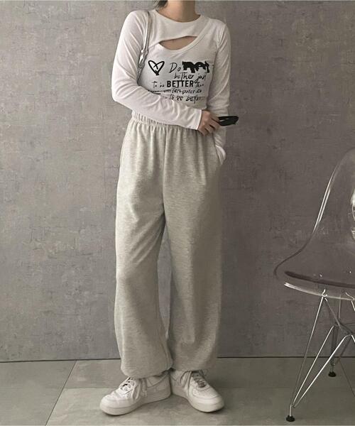 dispark(ディスパーク)の「DISPARK/フロントホールプリントロンT(Tシャツ/カットソー・レディース・ホワイト/グレー・FREE)」の3枚目の写真