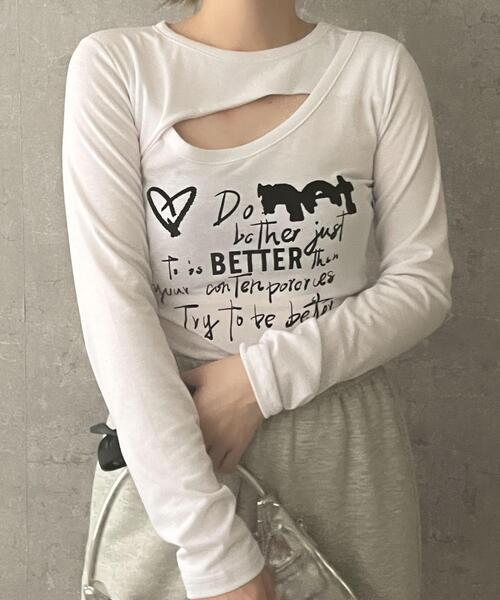 dispark(ディスパーク)の「DISPARK/フロントホールプリントロンT(Tシャツ/カットソー・レディース・ホワイト/グレー・FREE)」の5枚目の写真