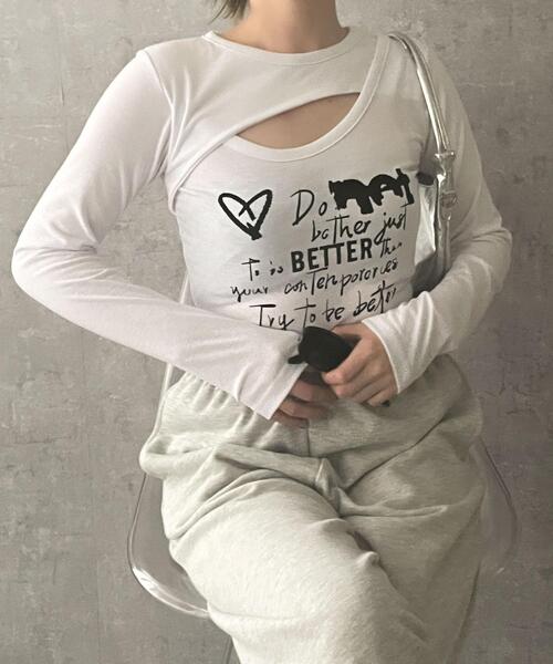 dispark(ディスパーク)の「DISPARK/フロントホールプリントロンT(Tシャツ/カットソー・レディース・ホワイト/グレー・FREE)」の7枚目の写真