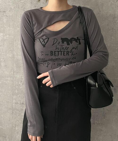 dispark(ディスパーク)の「DISPARK/フロントホールプリントロンT(Tシャツ/カットソー・レディース・ホワイト/グレー・FREE)」の9枚目の写真