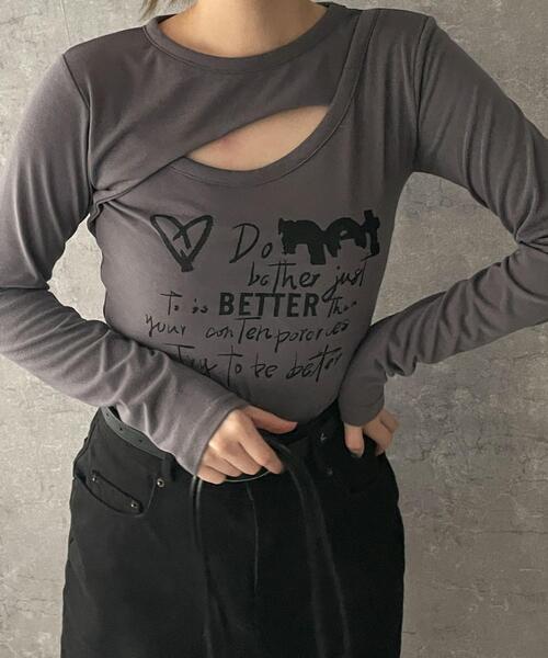 dispark(ディスパーク)の「DISPARK/フロントホールプリントロンT(Tシャツ/カットソー・レディース・ホワイト/グレー・FREE)」の8枚目の写真