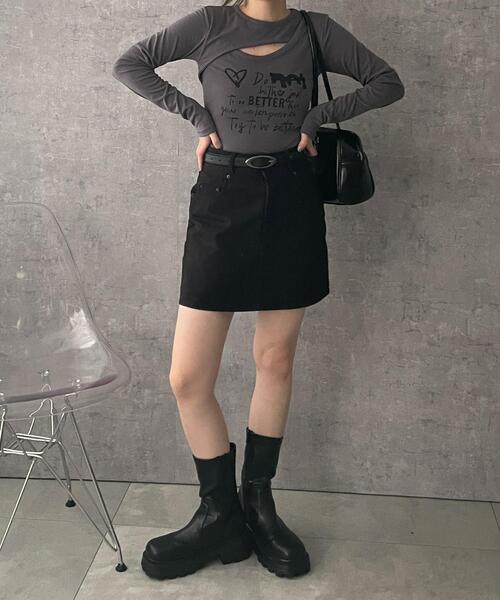 dispark(ディスパーク)の「DISPARK/フロントホールプリントロンT(Tシャツ/カットソー・レディース・ホワイト/グレー・FREE)」の10枚目の写真