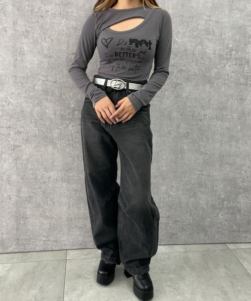 dispark(ディスパーク)の「DISPARK/フロントホールプリントロンT(Tシャツ/カットソー・レディース・ホワイト/グレー・FREE)」の17枚目の写真