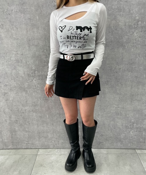 dispark(ディスパーク)の「DISPARK/フロントホールプリントロンT(Tシャツ/カットソー・レディース・ホワイト/グレー・FREE)」の19枚目の写真