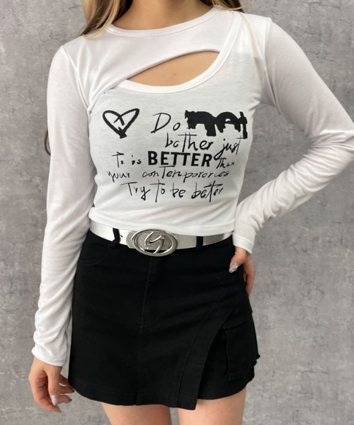 dispark(ディスパーク)の「DISPARK/フロントホールプリントロンT(Tシャツ/カットソー・レディース・ホワイト/グレー・FREE)」の18枚目の写真