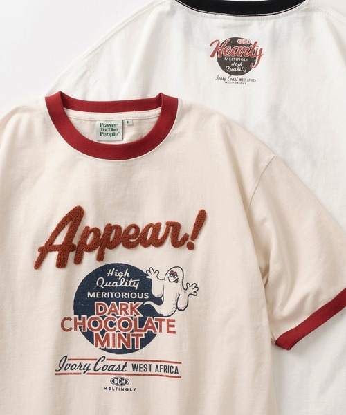 POWER TO THE PEOPLE（パワートゥーザピープル）の「【POWER TO THE PEOPLE/パワー トゥザ ピープル】ゴースト＆レコード キャラクターイラスト プリント+刺繍デザイン リンガーTシャツ/半袖Tシャツ（Tシャツ/カットソー・メンズ・ホワイト×ブラック/ホワイト×ネイビー/ネイビー/ホワイト×グレー/レッド/レッド系その他・XL/L/M）」の5枚目の写真