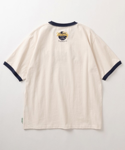 POWER TO THE PEOPLE（パワートゥーザピープル）の「【POWER TO THE PEOPLE/パワー トゥザ ピープル】ゴースト＆レコード キャラクターイラスト プリント+刺繍デザイン リンガーTシャツ/半袖Tシャツ（Tシャツ/カットソー・メンズ・ホワイト×ブラック/ホワイト×ネイビー/ネイビー/ホワイト×グレー/レッド/レッド系その他・XL/L/M）」の11枚目の写真