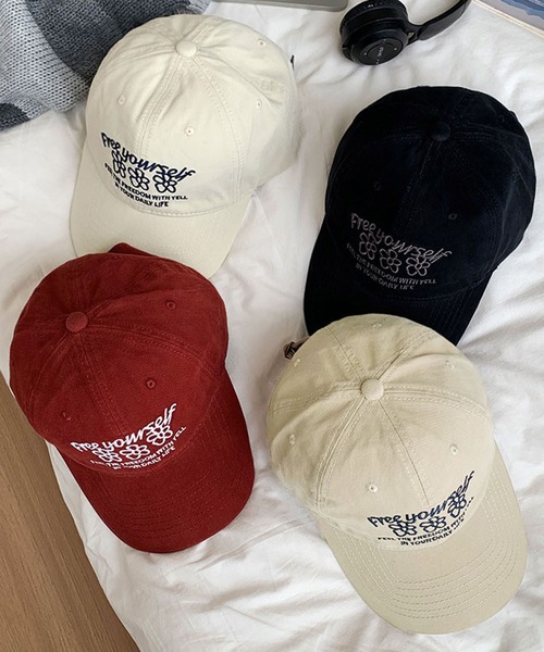 LAFFMO(ラフモ)の「フラワーロゴ刺繍キャップ(キャップ・レディース・アイボリー/ブラック/ボルドー/ピンク・F)」の12枚目の写真