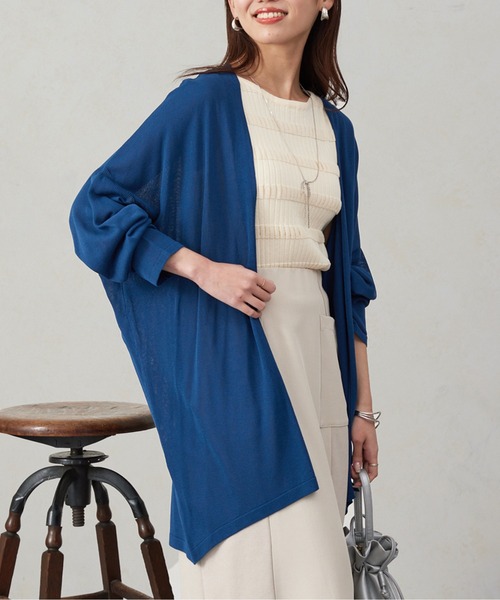 Chez toi（シェトワ）の「BACKギャザーミドル丈カーディガン（カーディガン/ボレロ・レディース・アイボリー/ブラック/ネイビー/レッド・FREE）」の3枚目の写真