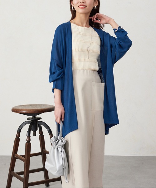 Chez toi（シェトワ）の「BACKギャザーミドル丈カーディガン（カーディガン/ボレロ・レディース・アイボリー/ブラック/ネイビー/レッド・FREE）」の17枚目の写真