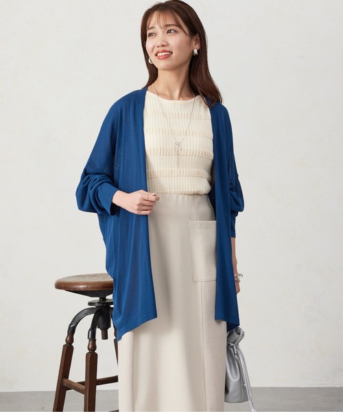 Chez toi（シェトワ）の「BACKギャザーミドル丈カーディガン（カーディガン/ボレロ・レディース・アイボリー/ブラック/ネイビー/レッド・FREE）」の20枚目の写真